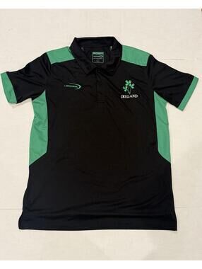 Ireland Rugby Lansdowne Polo Shirt Mens L Black Jersey Active Training Workout